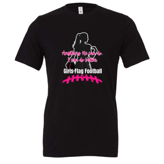 Anything He Can Do Pink Flag Football tshirt